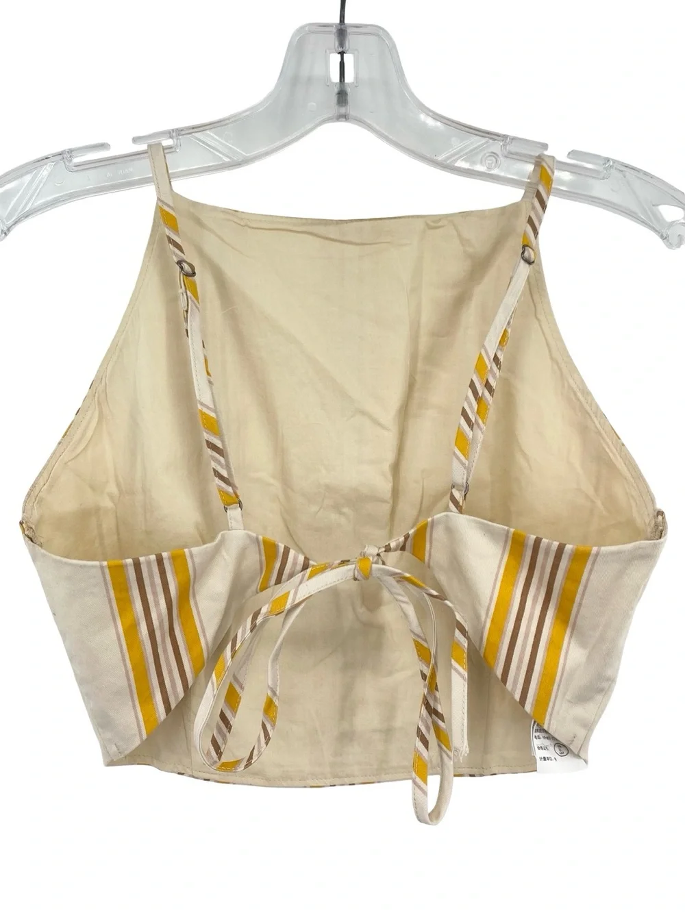 Abercrombie & Fitch Mustard Yellow Stripe Cotton Crop Top and Shorts Set - Picture 7 of 9